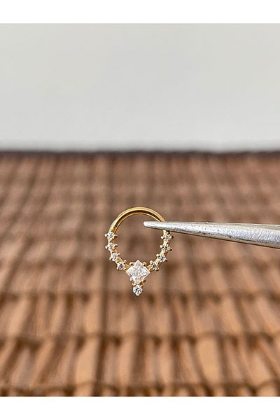 Rupen Kraft 316 L Surgical Steel Diamond Model Interlock Ring Piercing 8 mm X 1.2 mm