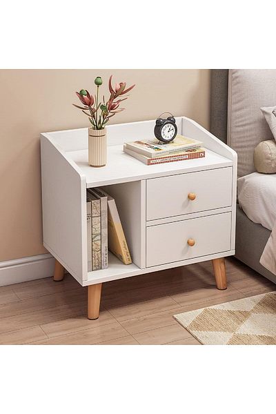 COOYA Nightstand White 43 X 30 X 48cm,modern Style,high-capacity Space,suitable For Bedrooms