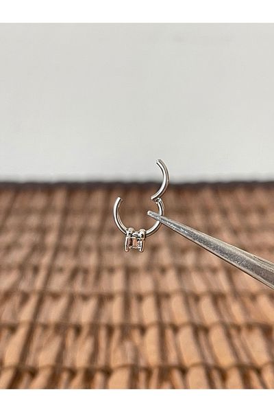 Rupen Kraft 316 L Surgical Steel Heart Cut Stone Interlock Ring Piercing 8mm X 1.2mm