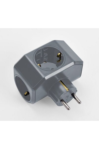 Viko by Panasonic Triple Schuko Plug CP Cube Grey Yonca-Plus Viko