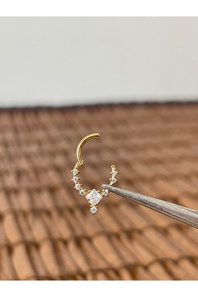 Rupen Kraft 316 L Surgical Steel Diamond Model Interlock Ring Piercing 8 mm X 1.2 mm