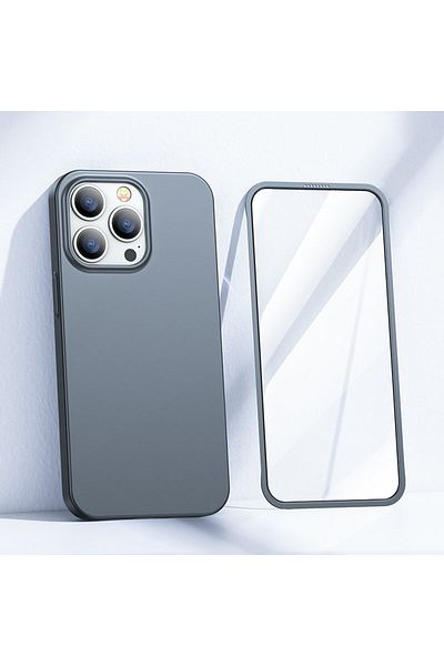 Joyroom Etui pokrowiec do iPhone 13 Pro obudowa na tył i przód + szkło hartowane szary