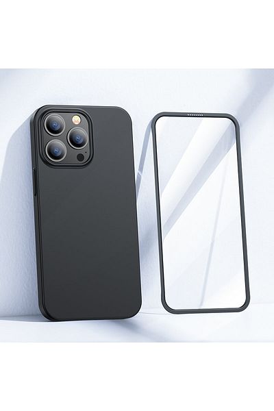 Joyroom Etui pokrowiec do iPhone 13 Pro Max obudowa na tył i przód + szkło hartowane czarny