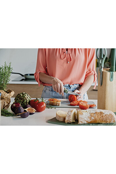 Berghoff Forest knife set with stand, 6 pieces, Steel, Wood, Green