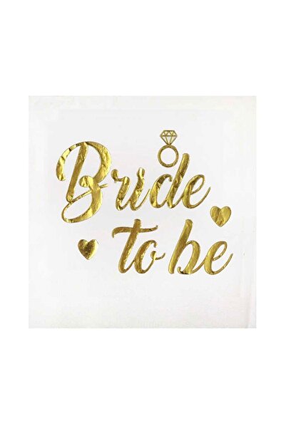 Parti Zamanı منديل Bride To Be ذهبي مذهب أبيض 16 قطعة من ورق الذهب لمستلزمات حفلات العزوبية