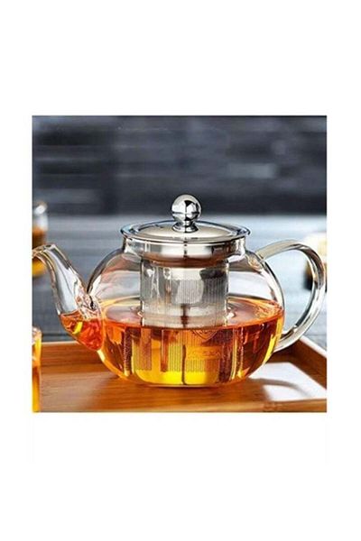 Dessini 1000ml Glass Heat Resistant Teapot, Borosilicate Tea Kettle with Removable Infuser Strainer