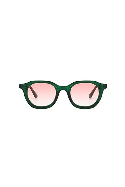 Toz Vintage Grovela Green Frame Pink Glass Vintage & Retro Unisex Sunglasses