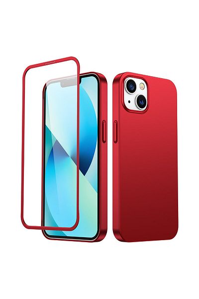 Joyroom Etui pokrowiec do iPhone 13 obudowa na tył i przód + szkło hartowane czerwony