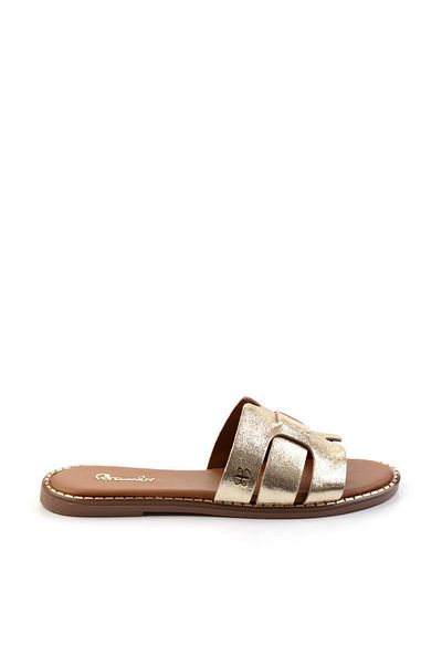 Bambi Gold Leather Women's Slippers K04073101903