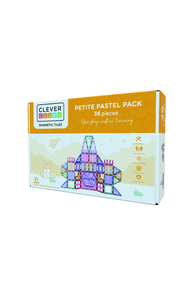 Cleverclixx Set de construcție magnetic Pastel 36 piese,