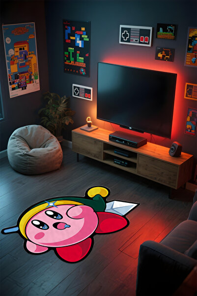 Alpacarpet Özel Kesimli Desenli Anime & Gamer Halısı Kaymaz Taban Makinede Yı...