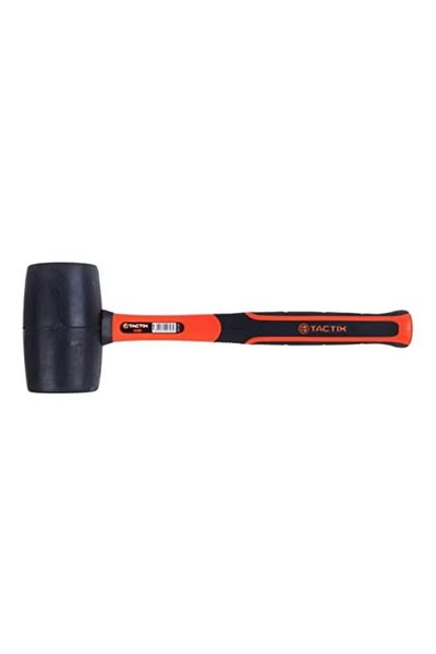 Tactix Rubber Mallet – Size 65 – Orange/Black – Non-Marring Hammer for Safe Impact