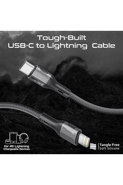 Promate The powerful and durable 27W USB-C to Lightning cable provides you with fast and reliable charging,