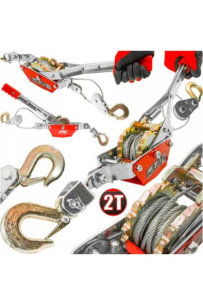 VERKE 2-hook winch, 2 tons, 2.5m,