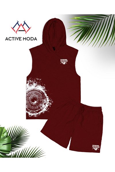 ACTIVE MODA -بدلة رياضية للرجال من قماش القطن المطبوع من CENERAL NUTRITION