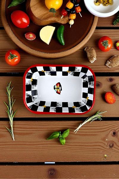 İnci Emaye No. 13 Enameled Square Plate Appetizer Breakfast Camping Picnic