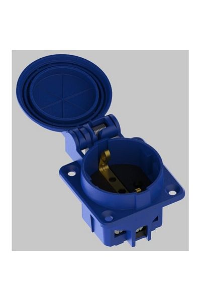 Bylion Industrial Socket for Panel 1x16A 230V with Cover IP44 Blue