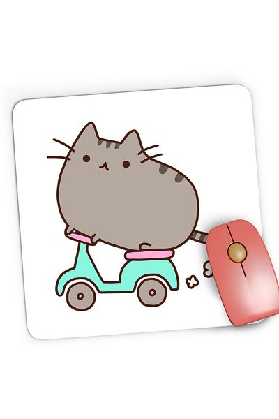OEM Mousepad Gaming Pusheen Cat Scooter Cat Valentine's Day Love, 21x19 cm