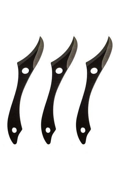 dalimag Set 3 cuțite ninja de aruncat, 17 cm, negre, curbate