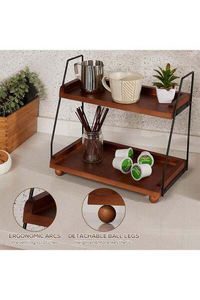 COOYA 2 Layer Coffee Bar Organizer,50x20x38cm,Kitchen Countertop Organizer,for Coffee Tools/Kitchen Spices