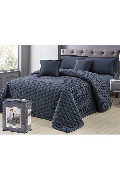Moon Summer Plain Microfiber Double Bedspread 6 Pieces Quilt Size 250x230 cm