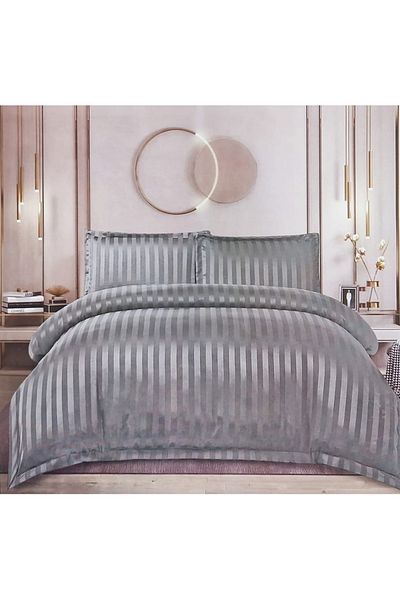 Casa New Concept 4 Piece Damask Bed Linen Set – Fitted Sheet 200x230 cm, Duvet Cover 280x200 cm, 2 Pillowcases