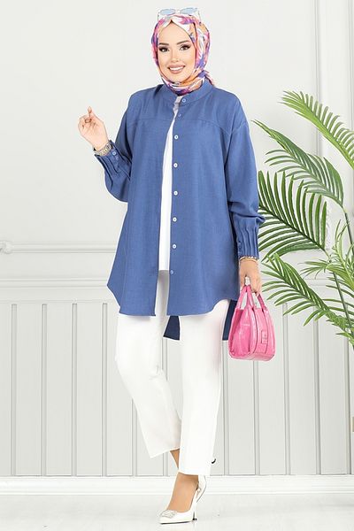 ModaMerve Μανσέτα Πλισέ Sofia Tunik 4033TGE913-M Indigo