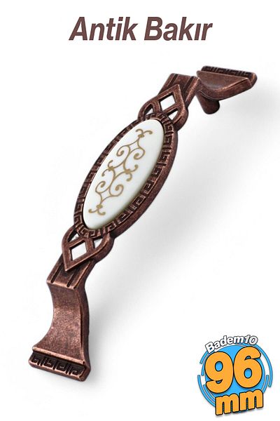 Badem10 Mânere de dulap de mobilier din cupru antic Palmira – 96 mm (9,6 cm) Mâner de bucătărie