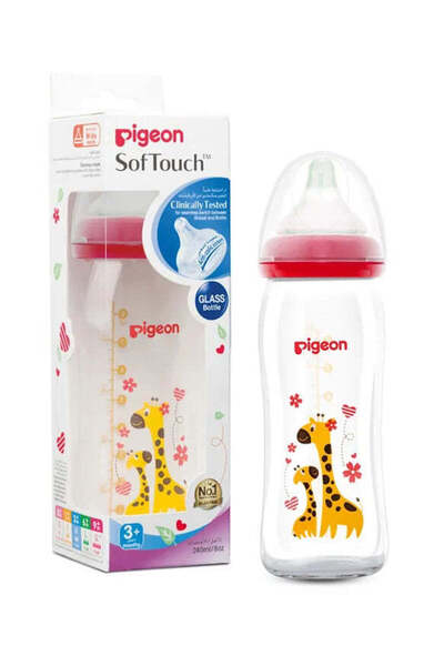 Pigeon SOFTOUCH DECORATED GLASS BOTTLE 240ML
