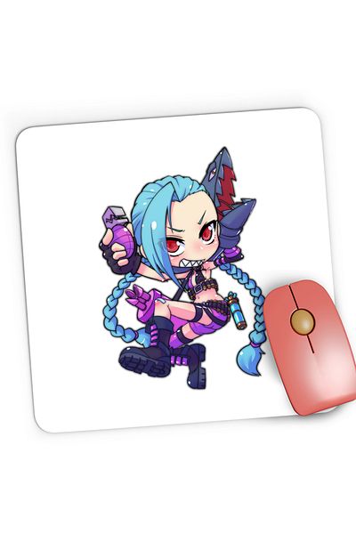 OEM Mousepad Gaming League of Legends Jinks LoL Fan Art Girl, 21x19 cm
