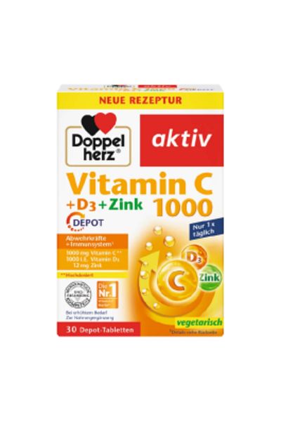 Doppelherz Vitamin C 1000 Mg D3 Zinc, 30 Tablets,
