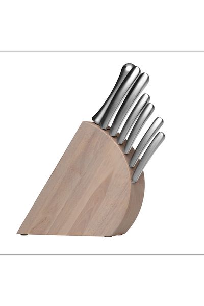 Berghoff Knife set with stand, Arch, 8 pieces, Chrome steel, Wood, Gray