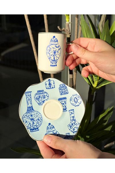 Onedekor Set of 6 Porcelain Miren Coffee Cups