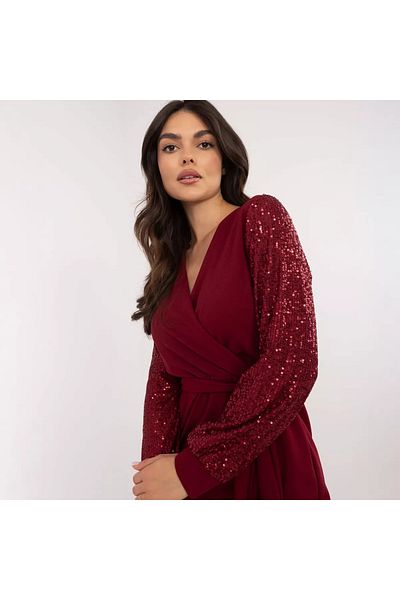 UniqueStore.ro Sparkle Burgundy Dress, Elegant With Sequins - One Size