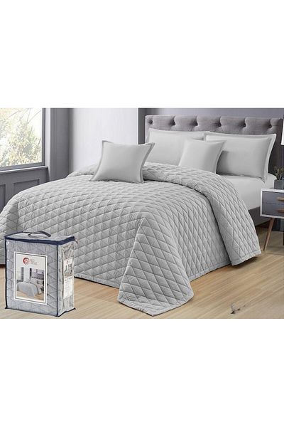 Moon Summer Plain Microfiber Double Bedspread 6 Pieces Quilt Size 250x230 cm