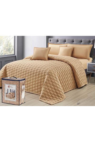 Moon Summer Plain Microfiber Double Bedspread 6 Pieces Quilt Size 250x230 cm