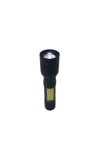 dalimag USB Rechargeable Flashlight, Two LEDs, Black, Adjustable, Aluminum, 13x2.5x3.5 cm
