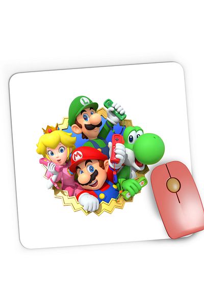 OEM Mousepad Gaming Super Mario Bros All Team 3D Odyssey Game, 21x19 cm