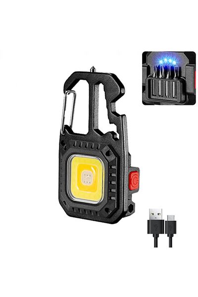 Choice Black Mini LED Keychain Portable Work Light Pocket Flashlight USB Rechargeable Outdoor Camping Lamp