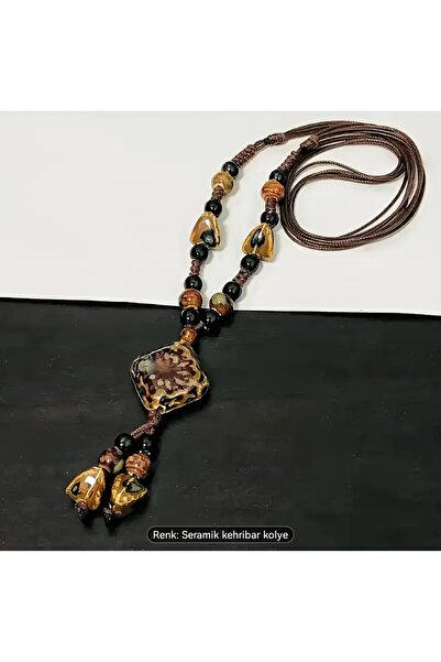 ORGANICYOU YIWU Kare seramik boncuklar ve Seramik & Kehribar KOLYE , el yapımı kemer zinciri, yüksek