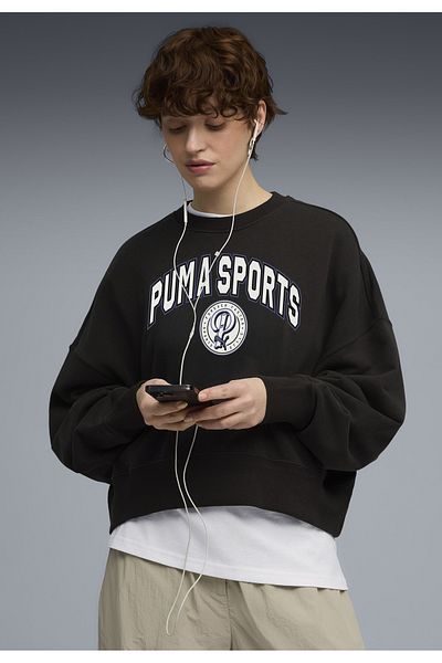 Puma Hanorac Wardrobe Essentials Sports Legacy supradimensionat cu imprimeu grafic pentru femei