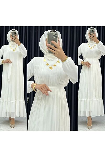 CYM Butik Dm Life- Πλισέ σιφόν φόρεμα Hijab