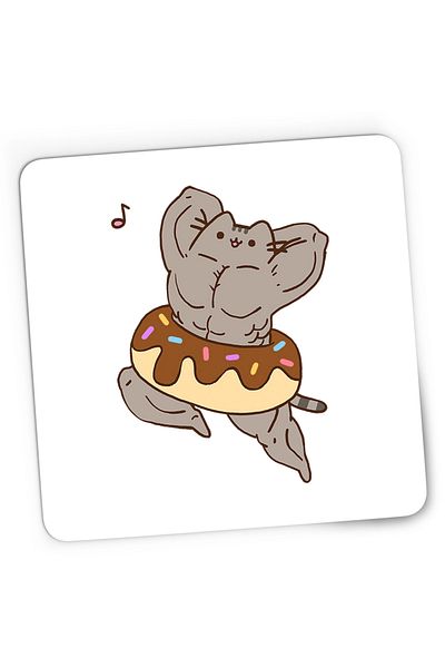 OEM Mousepad Gaming Pusheen Cat Muscle Gym Workout Cat, 21x19 cm