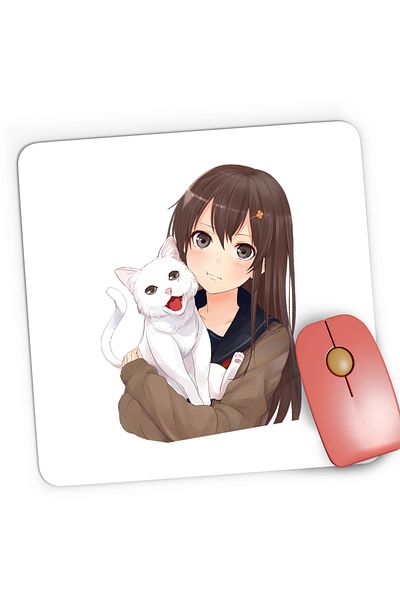 OEM Gaming Mousepad Haikyuu Cat White Cat Anime Dragobete, 21x19 cm
