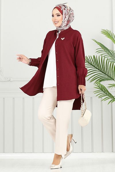 ModaMerve Μανσέτα Πλισέ Sofia Tunik 4033TGE913-M Claret Red