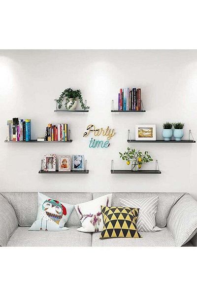COOYA Floating Wall Shelves Set,3 Pack Black Wooden Shelves,30+40+50cm,Multi Room Use