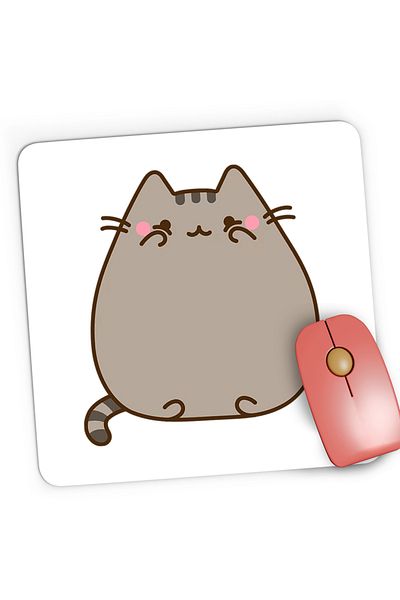 OEM Mousepad Gaming Pusheen Cat Emoji Plush Dragobete Day, 21x19 cm