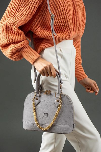 Just Polo Women's Medium Size Embossed Patterned Chain Strap Hand & Shoulder Bag 344076Pc