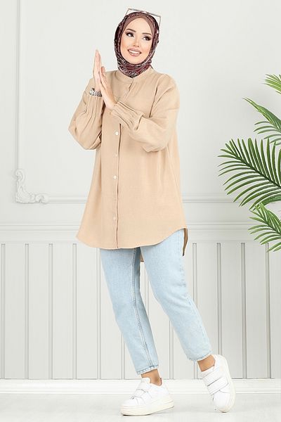 ModaMerve Μανσέτα Πλισέ Sofia Tunik 4033TGE913-M Stone