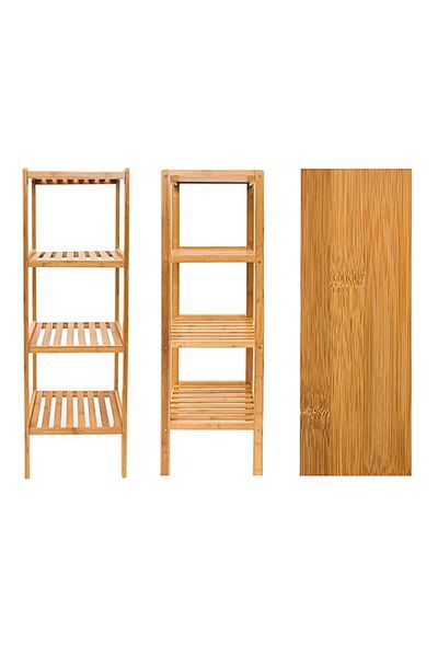 rexa 4-Tier Bamboo Shelf Storage Rack Brown 37x37x110centimeter